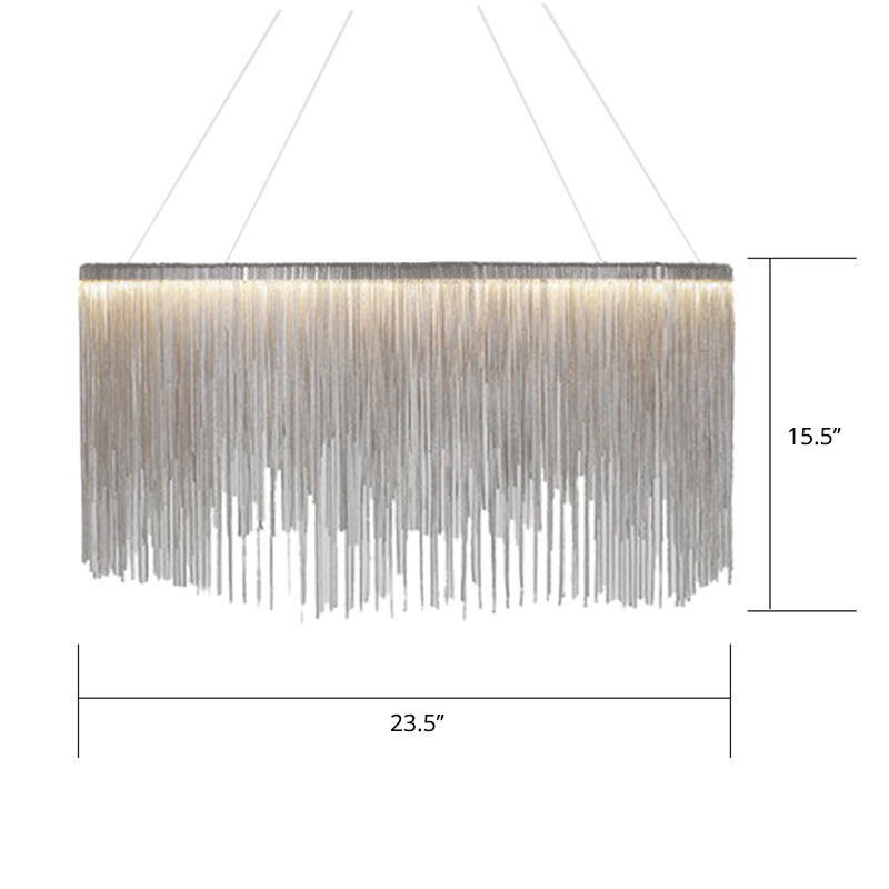 Chain Fringe LED Chandelier Minimalistic Metal Pendant Lighting - Rebooters