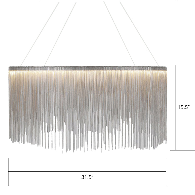 Chain Fringe LED Chandelier Minimalistic Metal Pendant Lighting - Rebooters