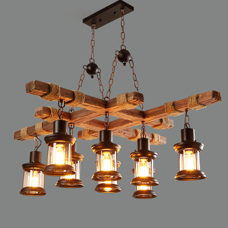 8 Lights Chandelier Nautical Pub Suspension Lighting Wood - Rebooters