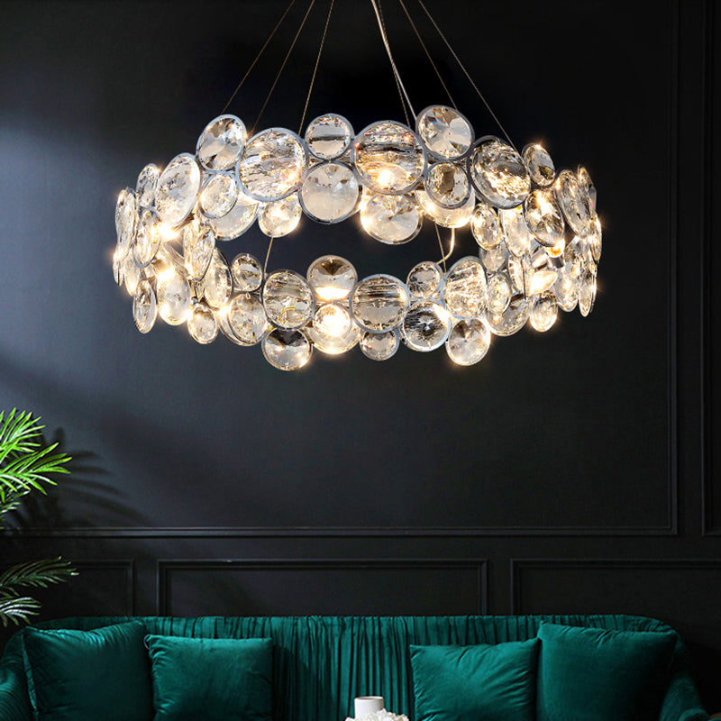 Beveled K9 Crystal Circles Chandelier Modern Stylish Lamp - Rebooters