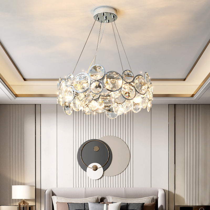 Beveled K9 Crystal Circles Chandelier Modern Stylish Lamp - Rebooters