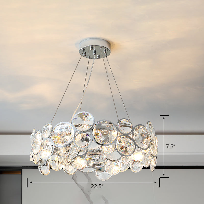 Beveled K9 Crystal Circles Chandelier Modern Stylish Lamp - Rebooters