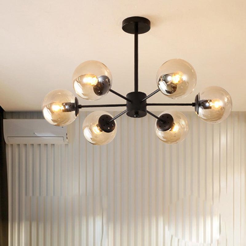 Amber Blue Clear Glass Spherical Chandelier Light Post Modern Black Pendant Lamp - Rebooters