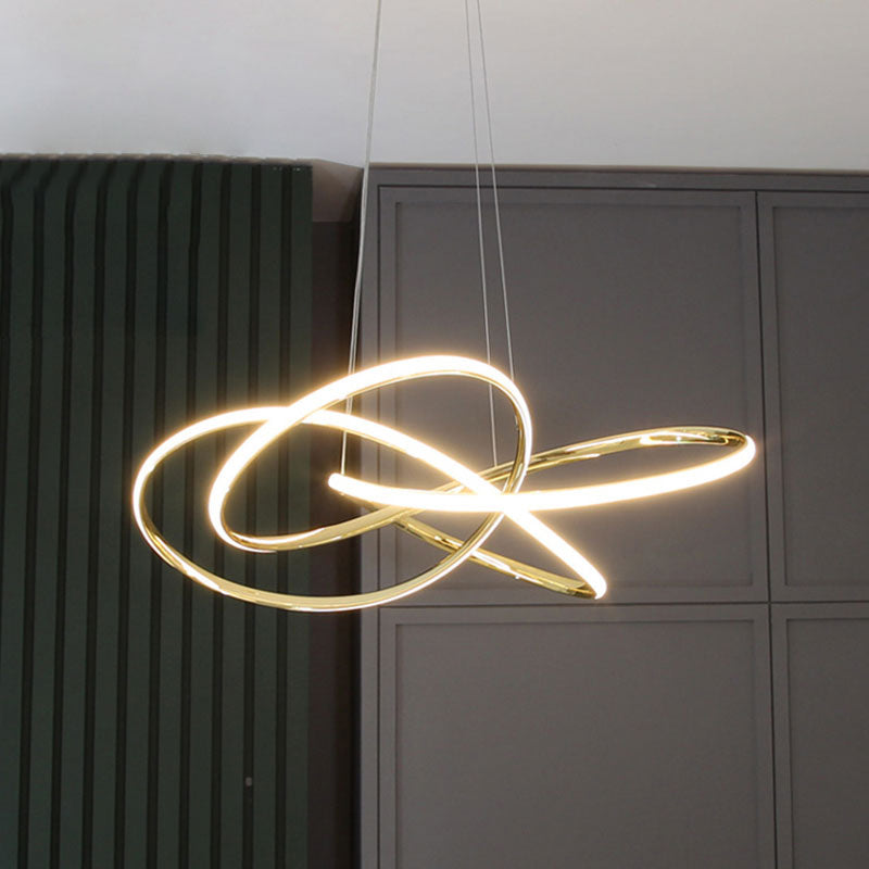 Gold Plated Circling Pendant Chandelier Minimalistic Metal LED Light - Rebooters