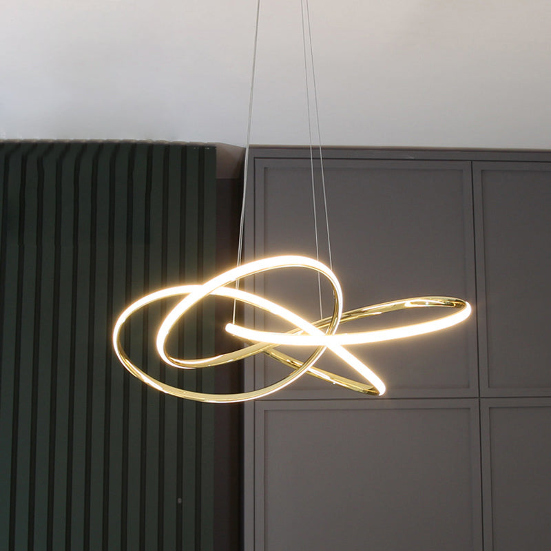 Gold Plated Circling Pendant Chandelier Minimalistic Metal LED Light - Rebooters