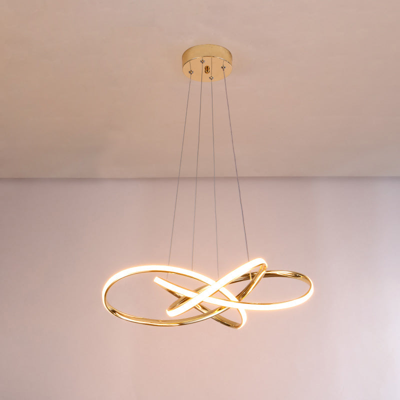 Gold Plated Circling Pendant Chandelier Minimalistic Metal LED Light - Rebooters