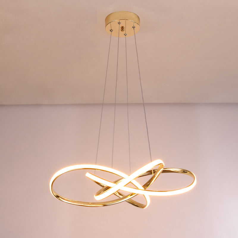 Gold Plated Circling Pendant Chandelier Minimalistic Metal LED Light - Rebooters