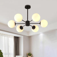 Amber Blue Clear Glass Spherical Chandelier Light Post Modern Black Pendant Lamp - Rebooters