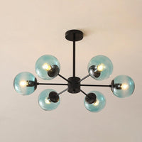 Amber Blue Clear Glass Spherical Chandelier Light Post Modern Black Pendant Lamp - Rebooters