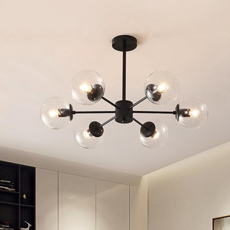 Amber Blue Clear Glass Spherical Chandelier Light Post Modern Black Pendant Lamp - Rebooters