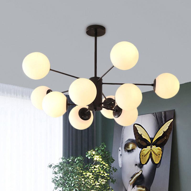 Amber Blue Clear Glass Spherical Chandelier Light Post Modern Black Pendant Lamp - Rebooters
