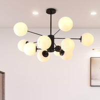 Amber Blue Clear Glass Spherical Chandelier Light Post Modern Black Pendant Lamp - Rebooters
