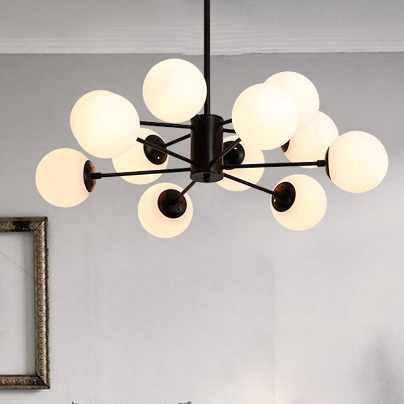 Amber Blue Clear Glass Spherical Chandelier Light Post Modern Black Pendant Lamp - Rebooters