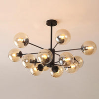Amber Blue Clear Glass Spherical Chandelier Light Post Modern Black Pendant Lamp - Rebooters