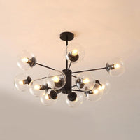 Amber Blue Clear Glass Spherical Chandelier Light Post Modern Black Pendant Lamp - Rebooters