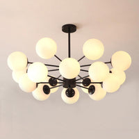 Amber Blue Clear Glass Spherical Chandelier Light Post Modern Black Pendant Lamp - Rebooters