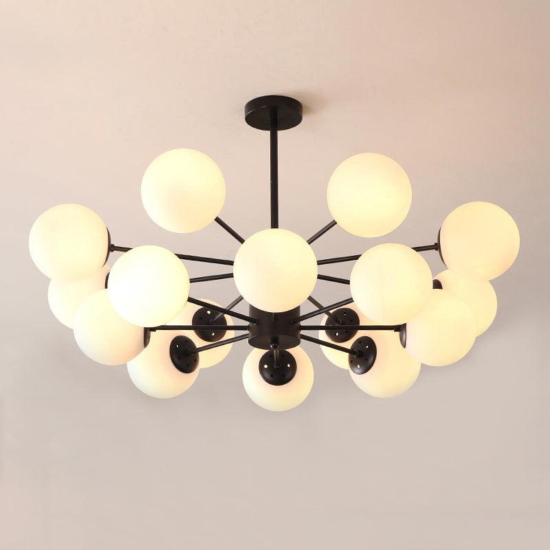 Amber Blue Clear Glass Spherical Chandelier Light Post Modern Black Pendant Lamp - Rebooters