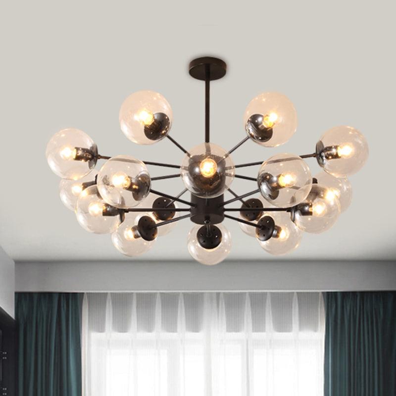 Amber Blue Clear Glass Spherical Chandelier Light Post Modern Black Pendant Lamp - Rebooters