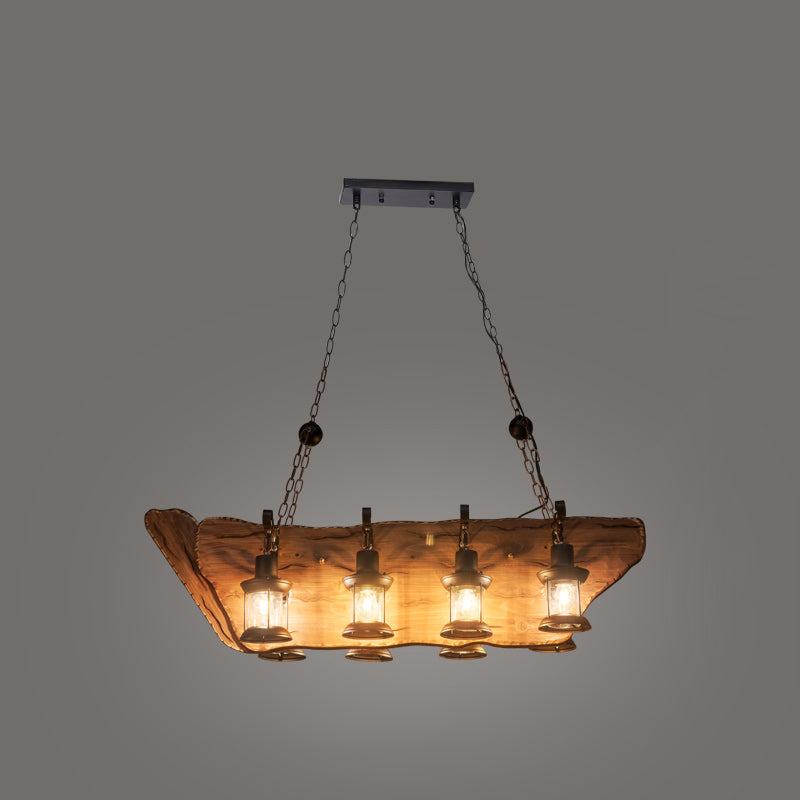 Nautical Style Lantern Chandelier Lamp Wooden Ceiling Pendant Light - Rebooters