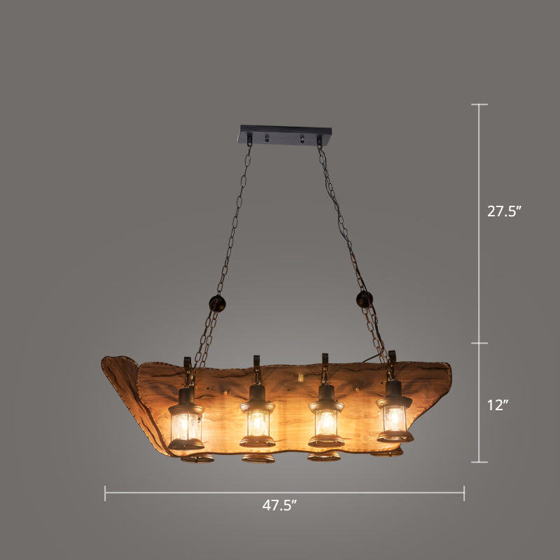 Nautical Style Lantern Chandelier Lamp Wooden Ceiling Pendant Light - Rebooters