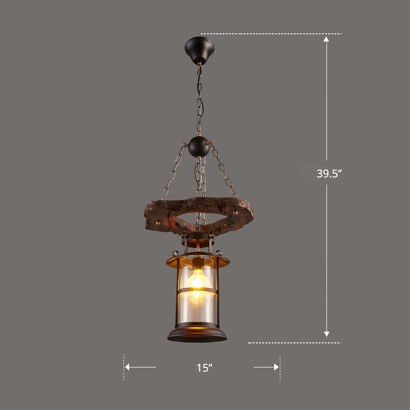 Nautical Style Lantern Chandelier Lamp Wooden Ceiling Pendant Light - Rebooters