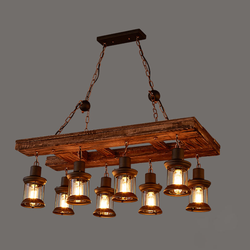 Nautical Style Lantern Chandelier Lamp Wooden Ceiling Pendant Light - Rebooters