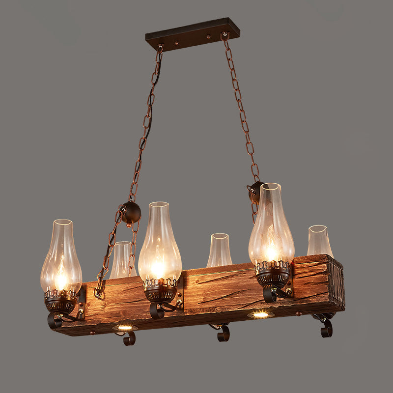 Nautical Style Lantern Chandelier Lamp Wooden Ceiling Pendant Light - Rebooters