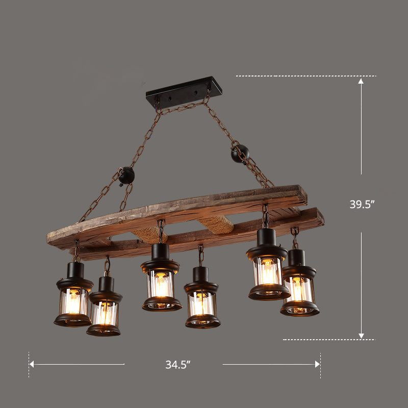 Nautical Style Lantern Chandelier Lamp Wooden Ceiling Pendant Light - Rebooters