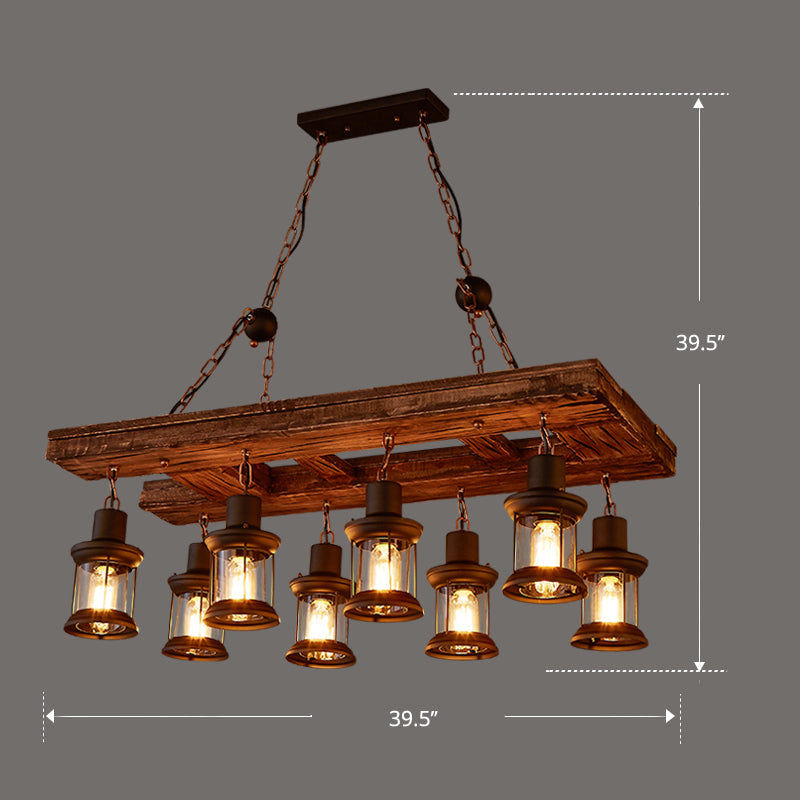 Nautical Style Lantern Chandelier Lamp Wooden Ceiling Pendant Light - Rebooters