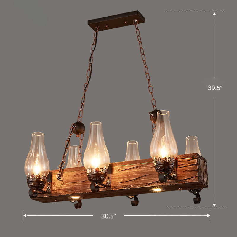 Nautical Style Lantern Chandelier Lamp Wooden Ceiling Pendant Light - Rebooters