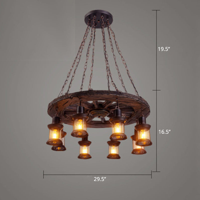 Nautical Style Lantern Chandelier Lamp Wooden Ceiling Pendant Light - Rebooters