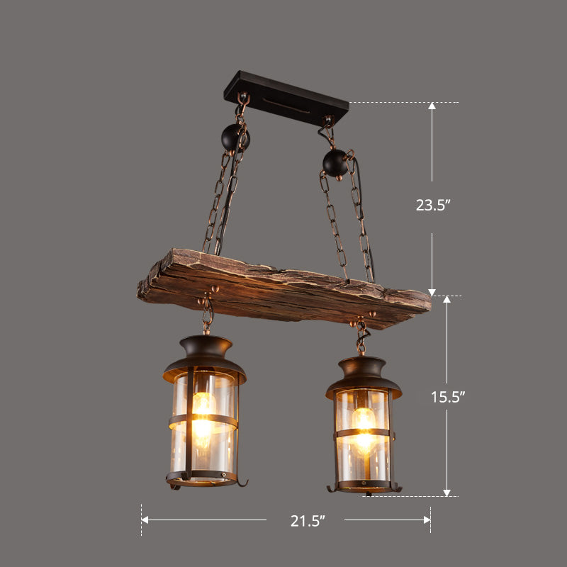 Nautical Style Lantern Chandelier Lamp Wooden Ceiling Pendant Light - Rebooters