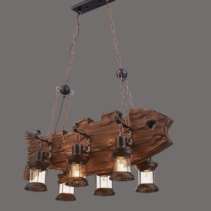 Nautical Style Lantern Chandelier Lamp Wooden Ceiling Pendant Light - Rebooters