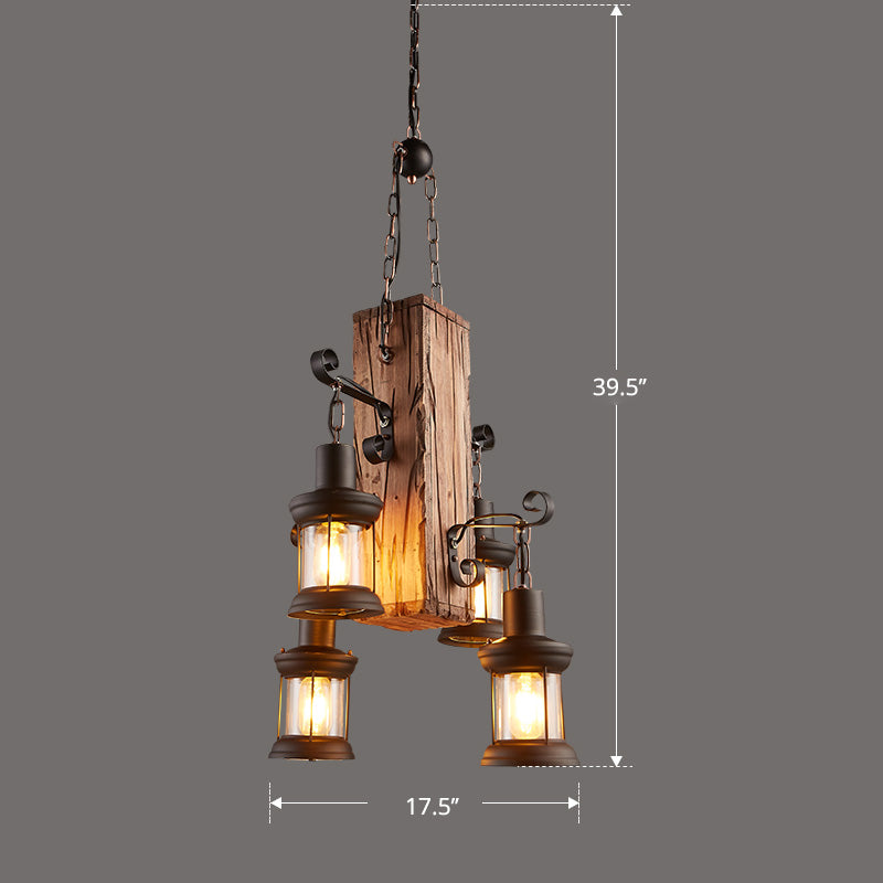 Nautical Style Lantern Chandelier Lamp Wooden Ceiling Pendant Light - Rebooters