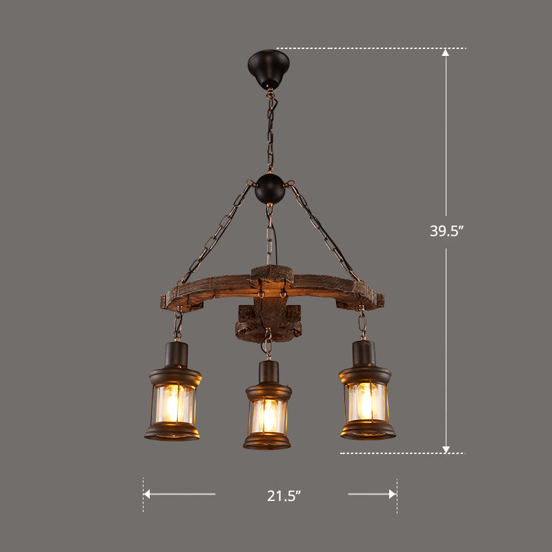 Nautical Style Lantern Chandelier Lamp Wooden Ceiling Pendant Light - Rebooters