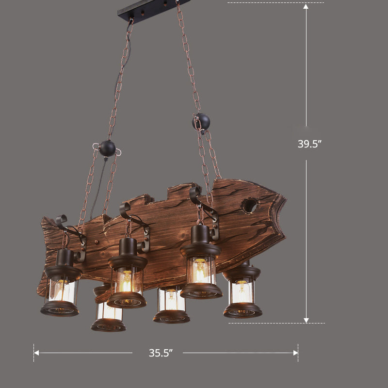 Nautical Style Lantern Chandelier Lamp Wooden Ceiling Pendant Light - Rebooters