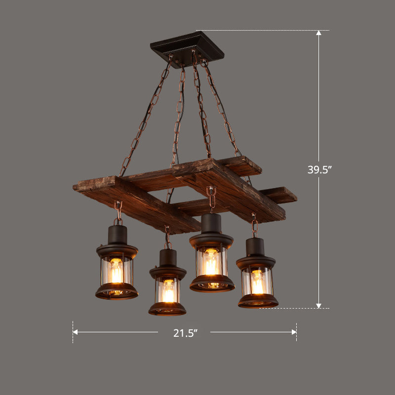 Nautical Style Lantern Chandelier Lamp Wooden Ceiling Pendant Light - Rebooters