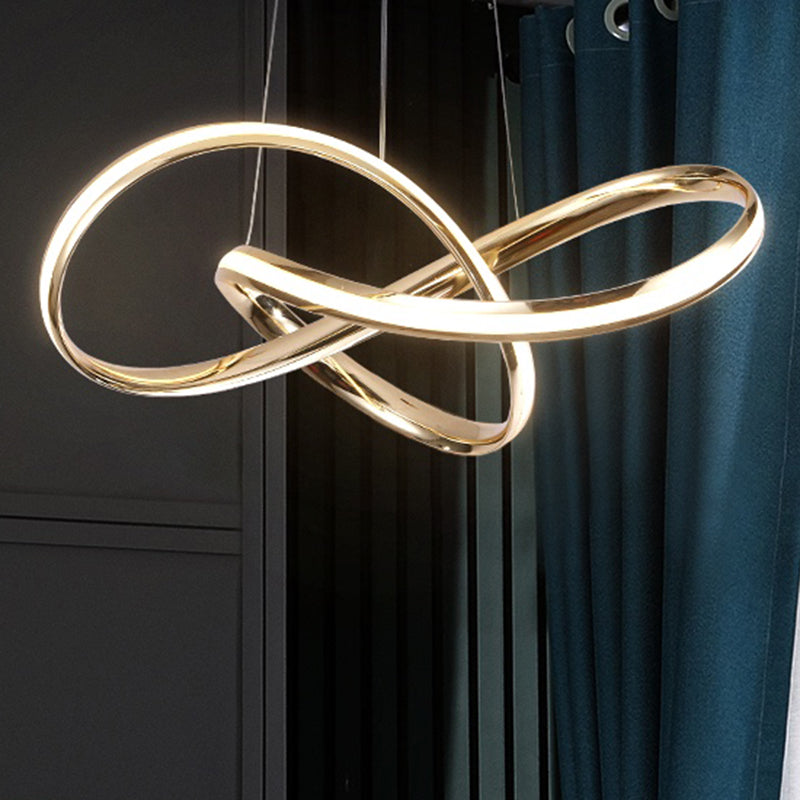 Twist Aluminum Chandelier Artistic Gold LED Hanging Light - Rebooters