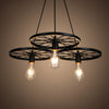 Black Wheel Chandelier Lighting Industrial Metal Fixture - Rebooters