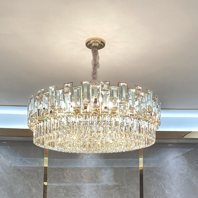 Multi-Layer Round Pendant Chandelier Modern K9 Crystal Light - Rebooters