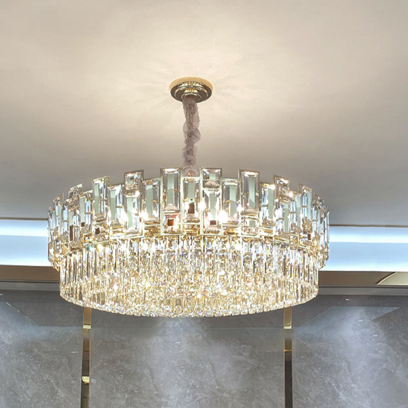 Multi-Layer Round Pendant Chandelier Modern K9 Crystal Light - Rebooters