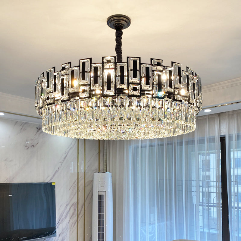 Multi-Layer Round Pendant Chandelier Modern K9 Crystal Light - Rebooters