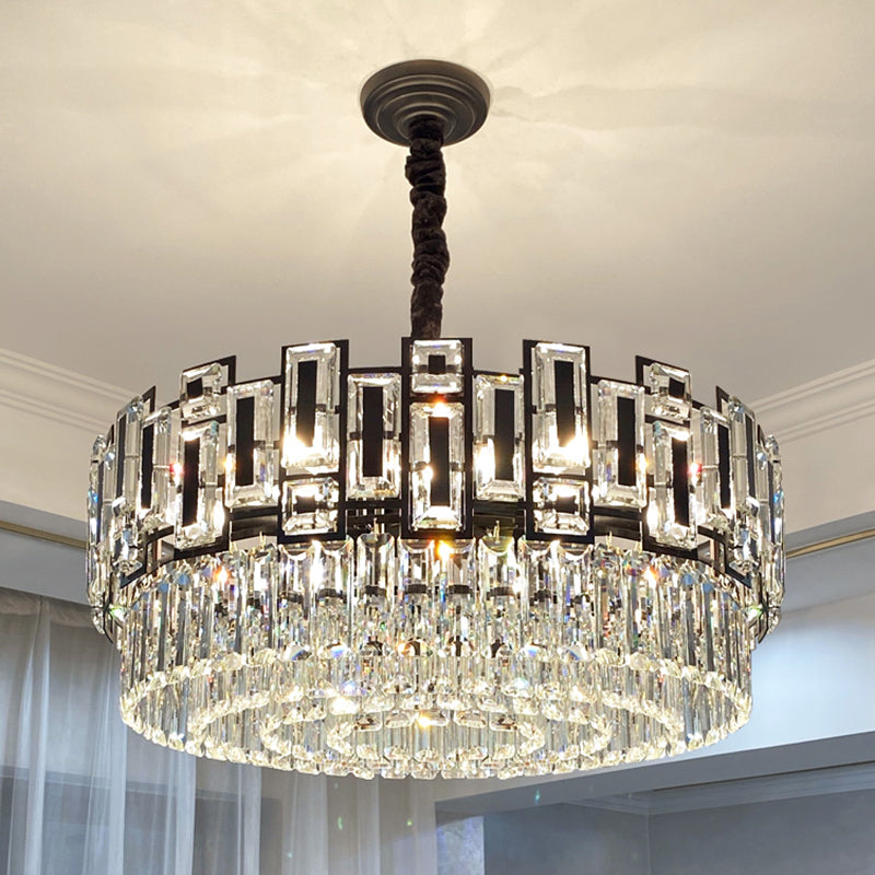 Multi-Layer Round Pendant Chandelier Modern K9 Crystal Light - Rebooters