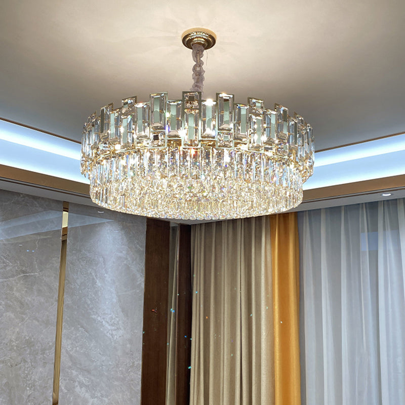 Multi-Layer Round Pendant Chandelier Modern K9 Crystal Light - Rebooters