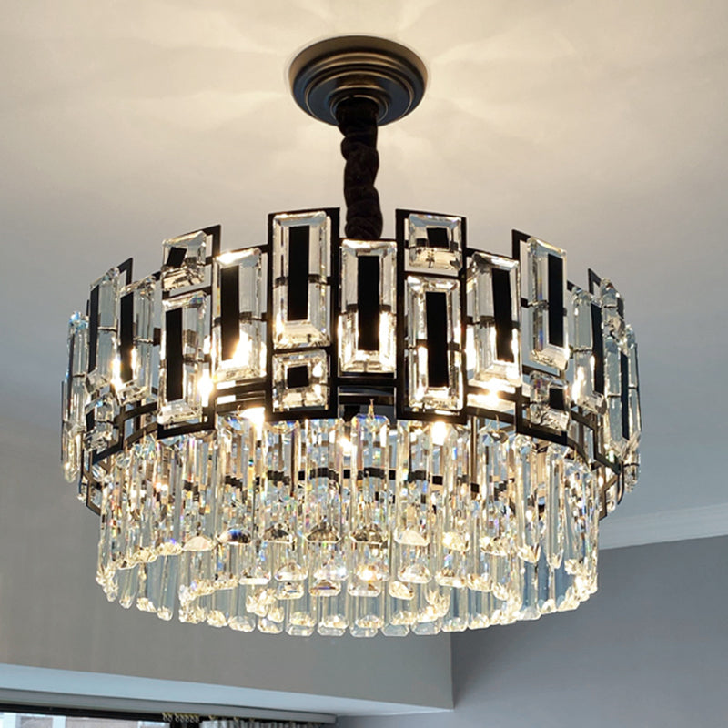 Multi-Layer Round Pendant Chandelier Modern K9 Crystal Light - Rebooters