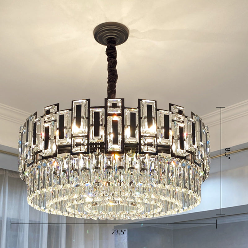 Multi-Layer Round Pendant Chandelier Modern K9 Crystal Light - Rebooters