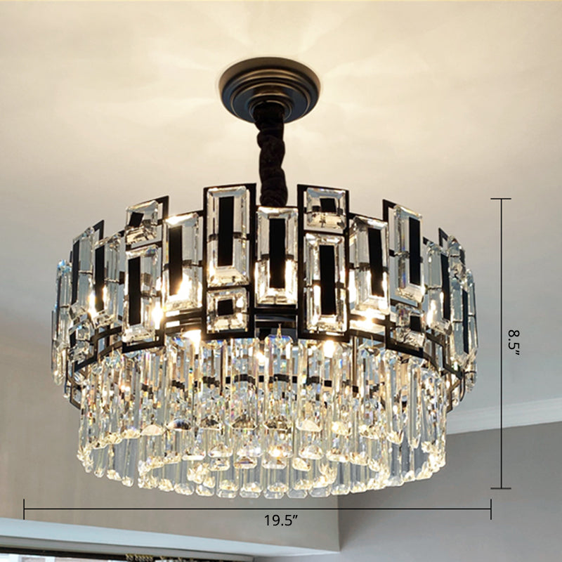 Multi-Layer Round Pendant Chandelier Modern K9 Crystal Light - Rebooters