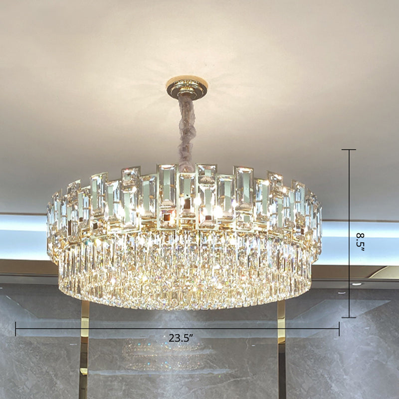 Multi-Layer Round Pendant Chandelier Modern K9 Crystal Light - Rebooters