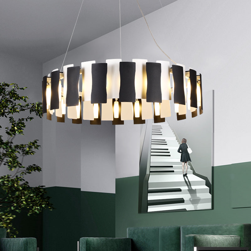 Black And White Circular Chandelier Postmodern Metal Light - Rebooters