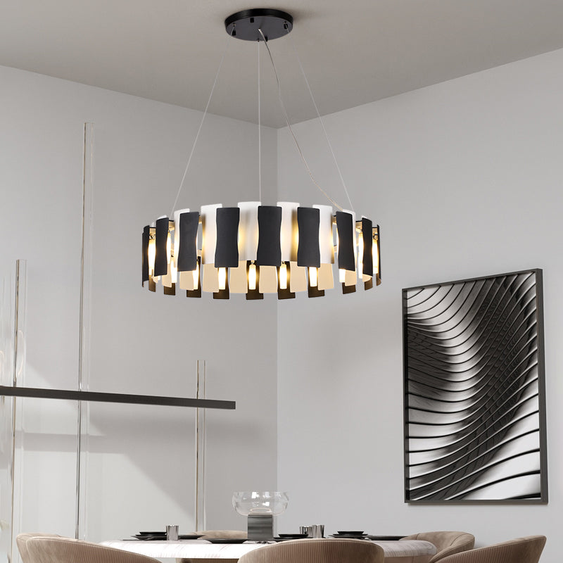 Black And White Circular Chandelier Postmodern Metal Light - Rebooters